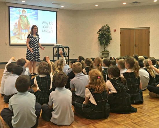 Lisa shares about saints, reading, writing and the joy of storytelling with young readers at St. Agatha's School in Columbus, Ohio